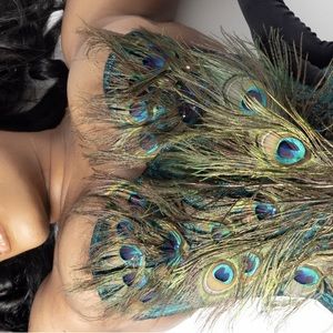 Peacock feather corset